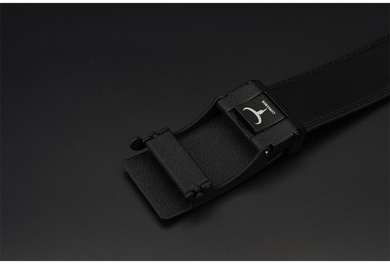 Men's Belt Automatic Ratchet Buckle with Cow Genuine Leather