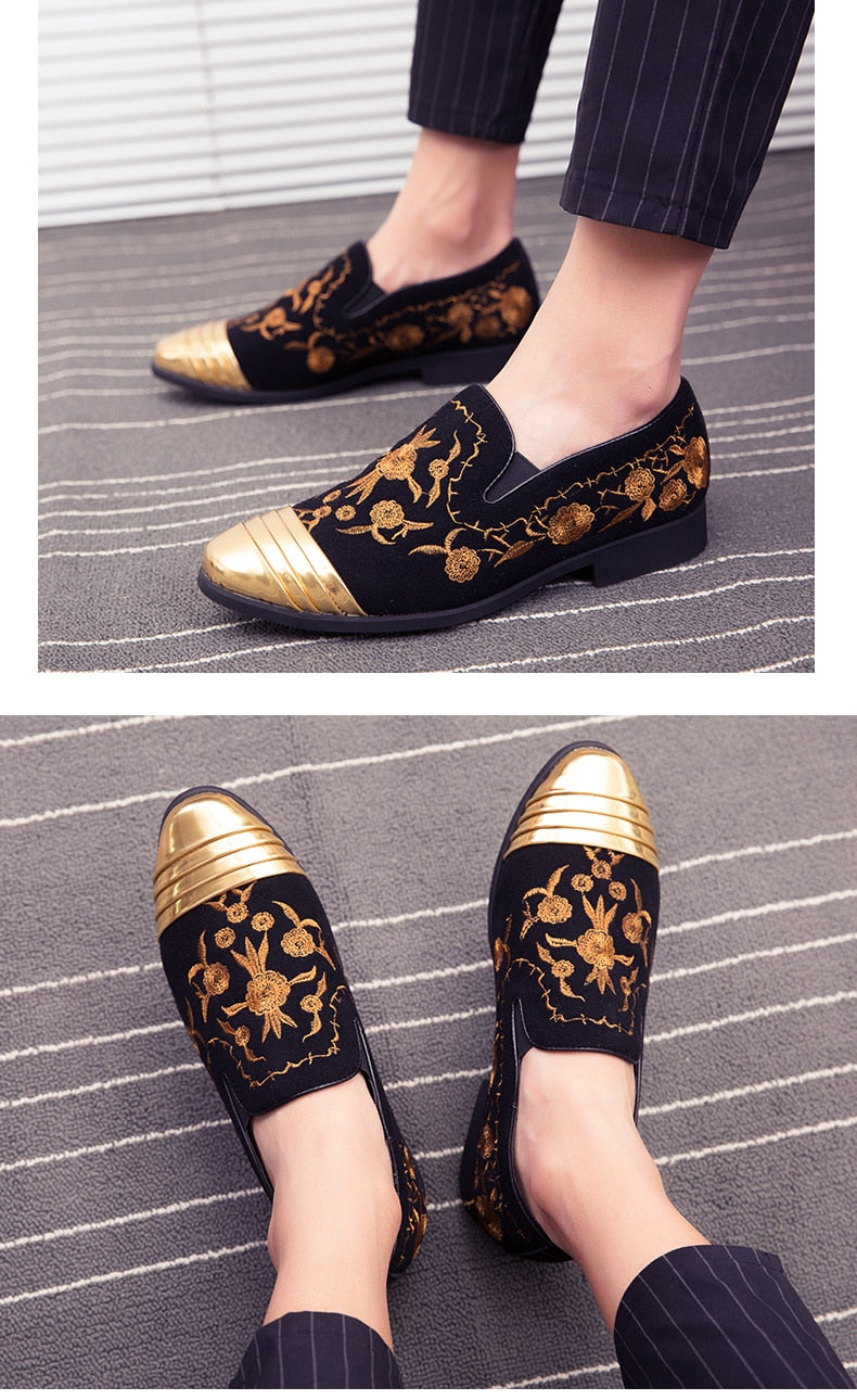 Gold Top Italian Handmade Velvet Loafers