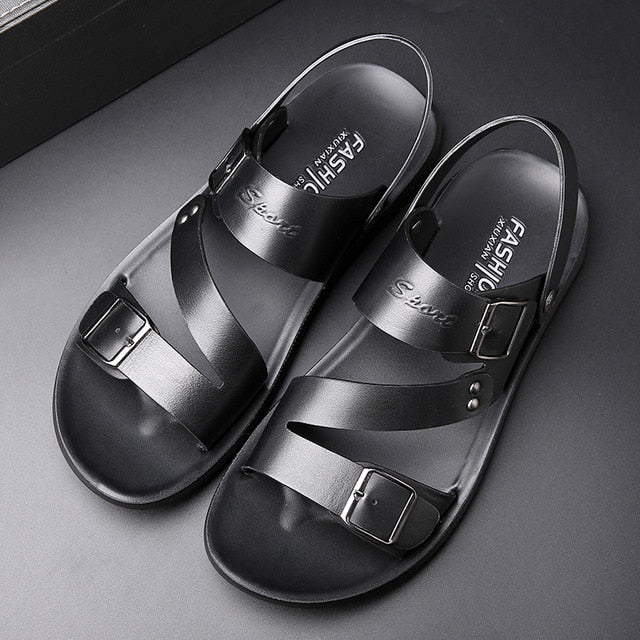 TitanTread™ - Men's Casual Slip-On Leather Sandals