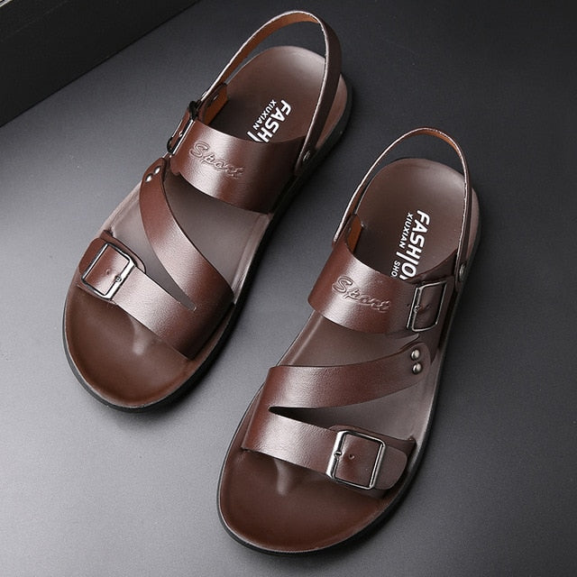 TitanTread™ - Men's Casual Slip-On Leather Sandals