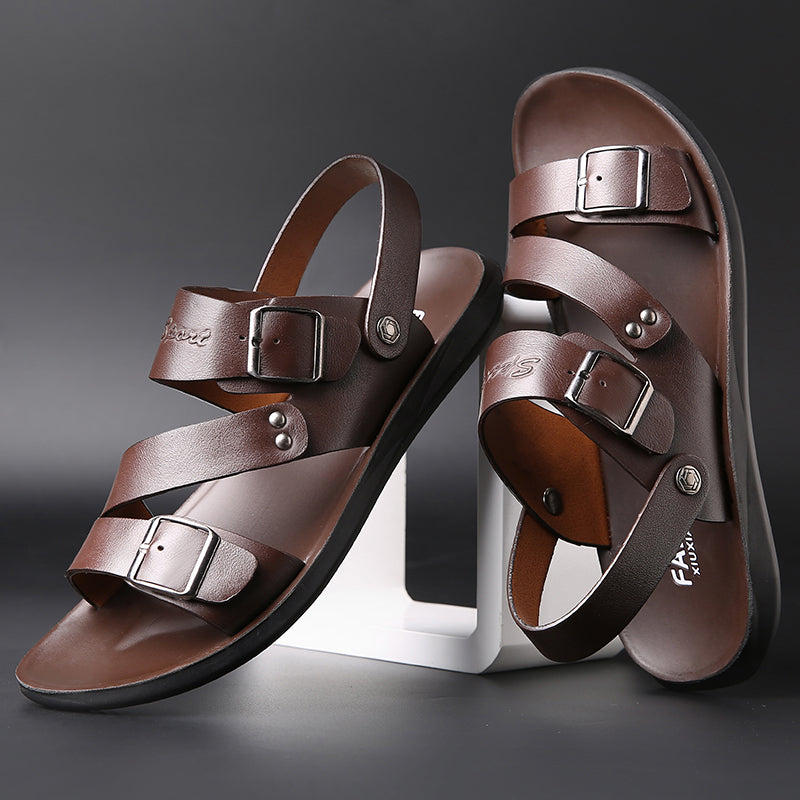 TitanTread™ - Men's Casual Slip-On Leather Sandals