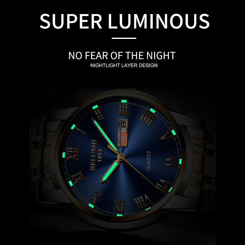 Luxury Business Luminous Waterproof Stainless Steel Quartz Watch