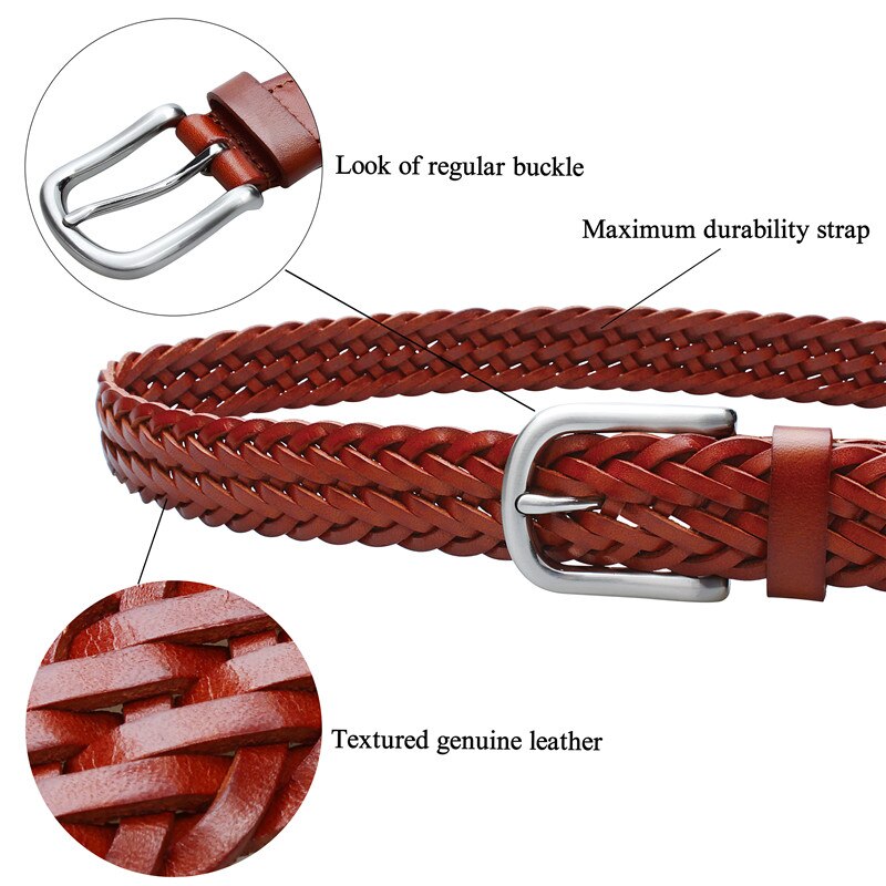 Men's Genuine Braided Leather Fashion Belt
