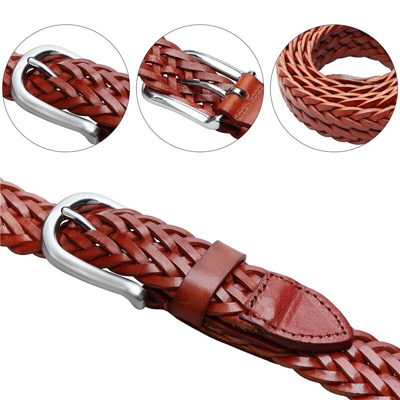 Men's Genuine Braided Leather Fashion Belt