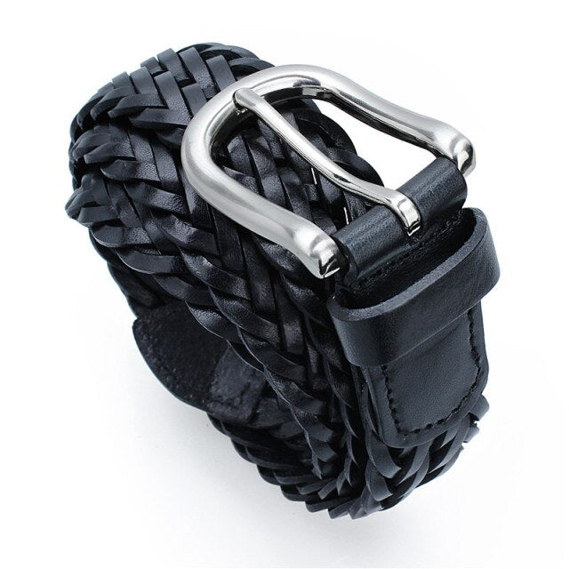 Men's Genuine Braided Leather Fashion Belt