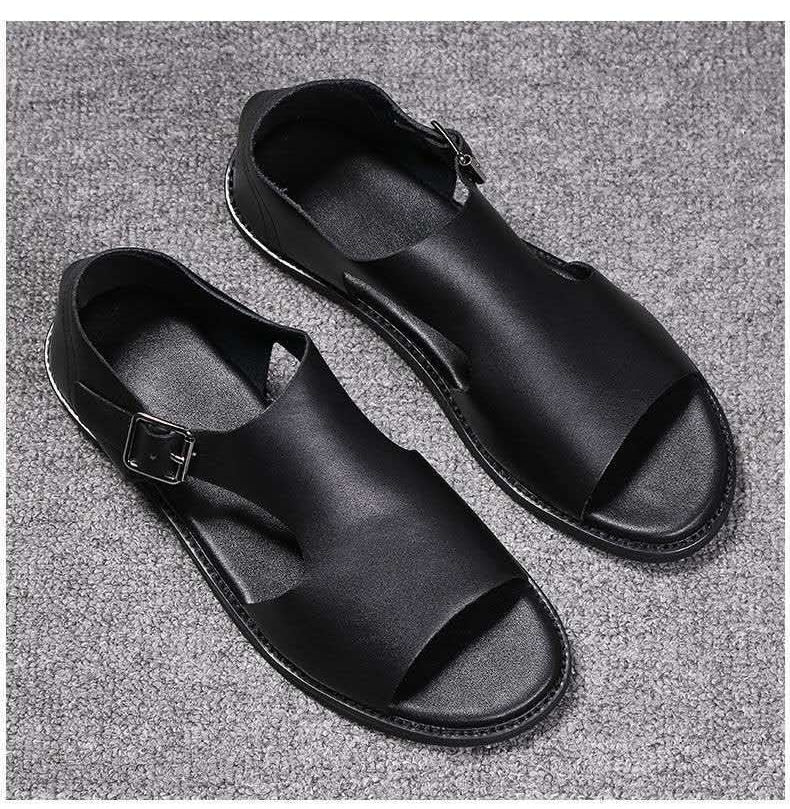 TriumphTrek™ - Men's Genuine Leather Slip-On Sandals