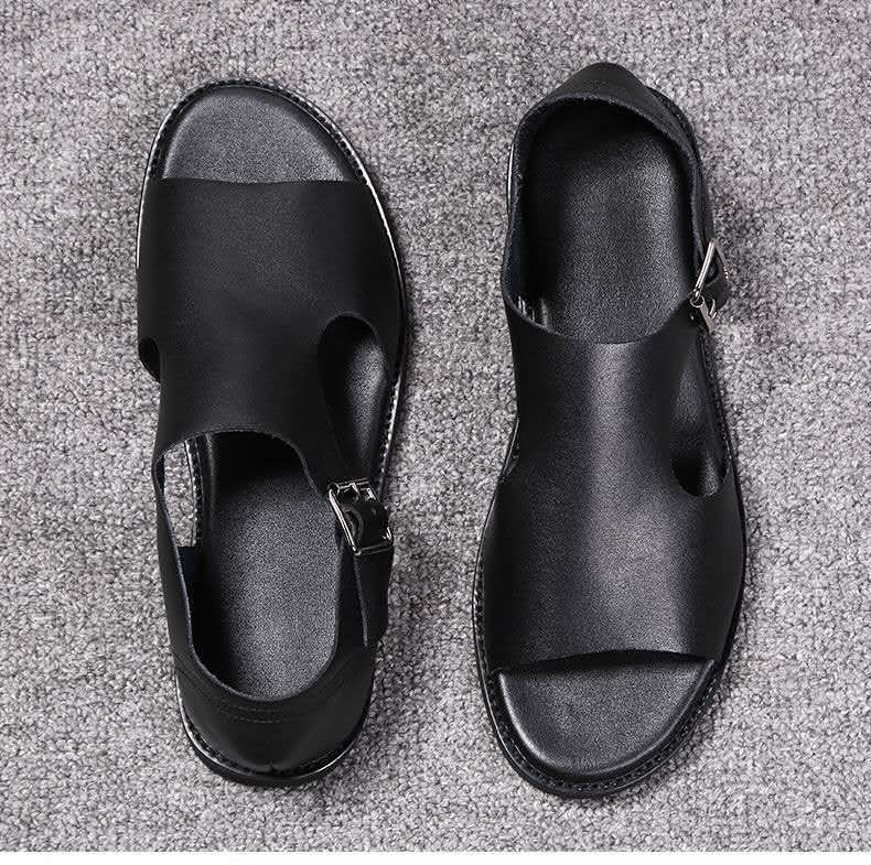 TriumphTrek™ - Men's Genuine Leather Slip-On Sandals