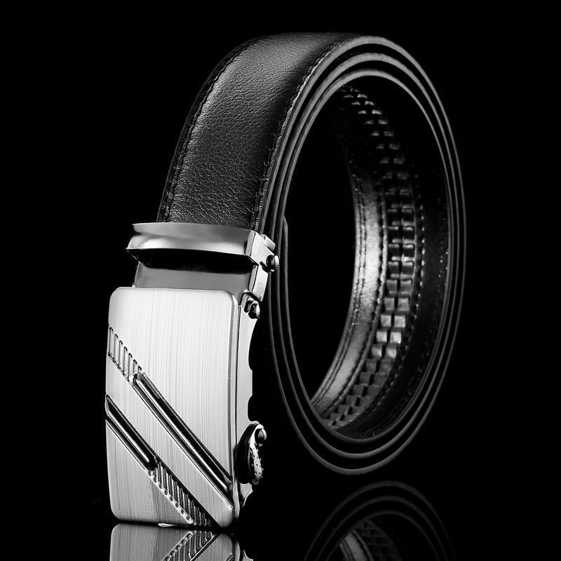 Mens Business Style Belt Black Pu Leather Strap Automatic Buckle