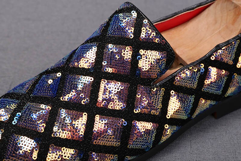 Men Casual Pointed Charm Sequins Flat Formal Oxfords Dress Shoes