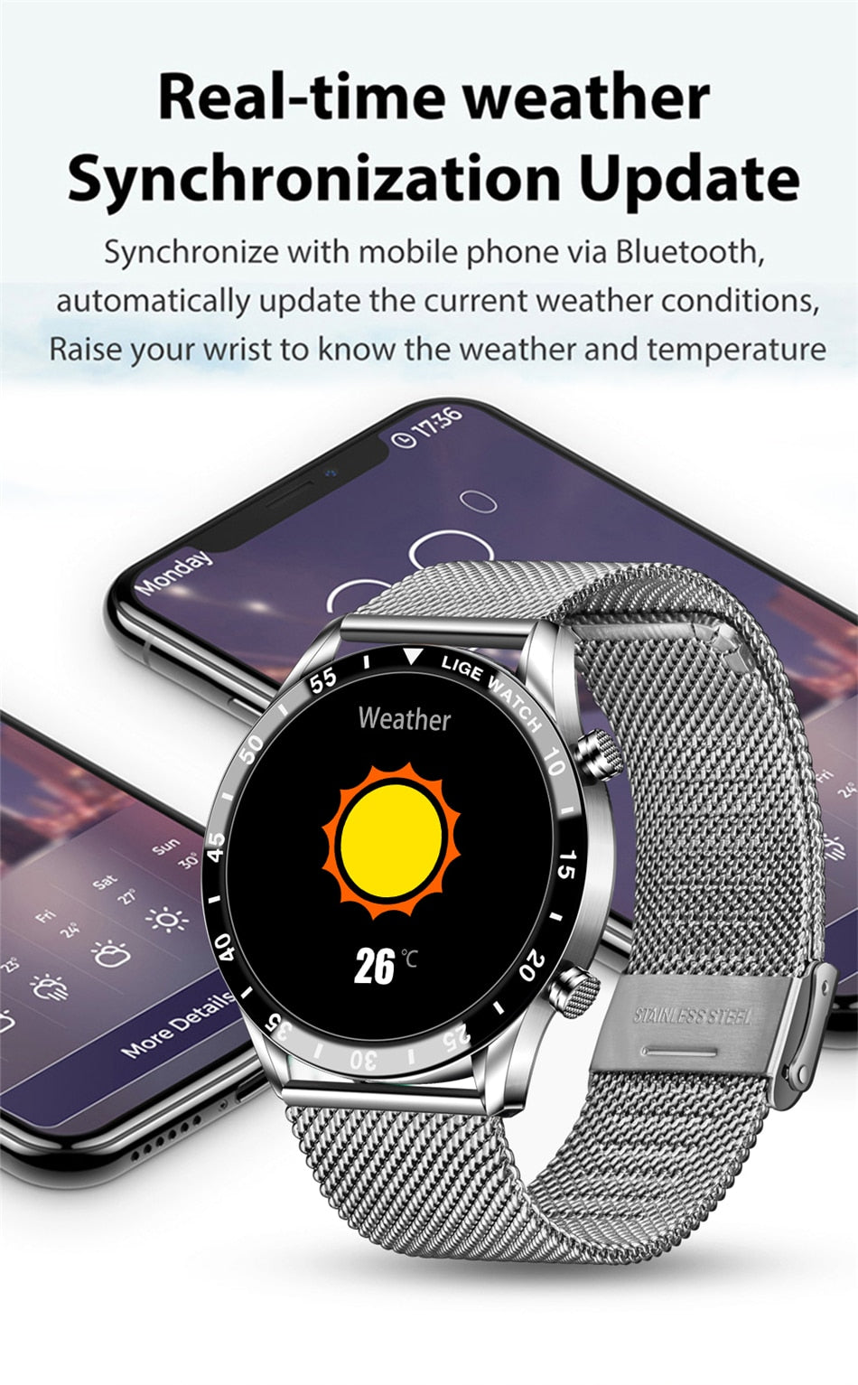 Men’s New Smart Watch Touch Screen Sports Fitness Watch Waterproof Bluetooth