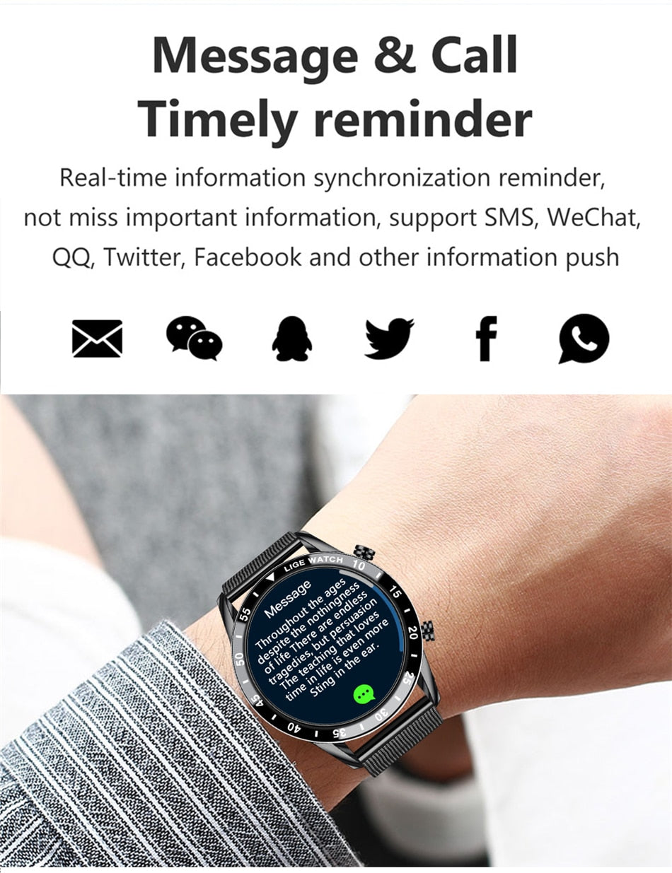 Men’s New Smart Watch Touch Screen Sports Fitness Watch Waterproof Bluetooth