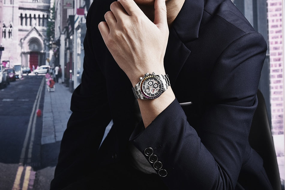 Men’s Automatic Mechanical Skeleton Stainless Steel Waterproof Watch