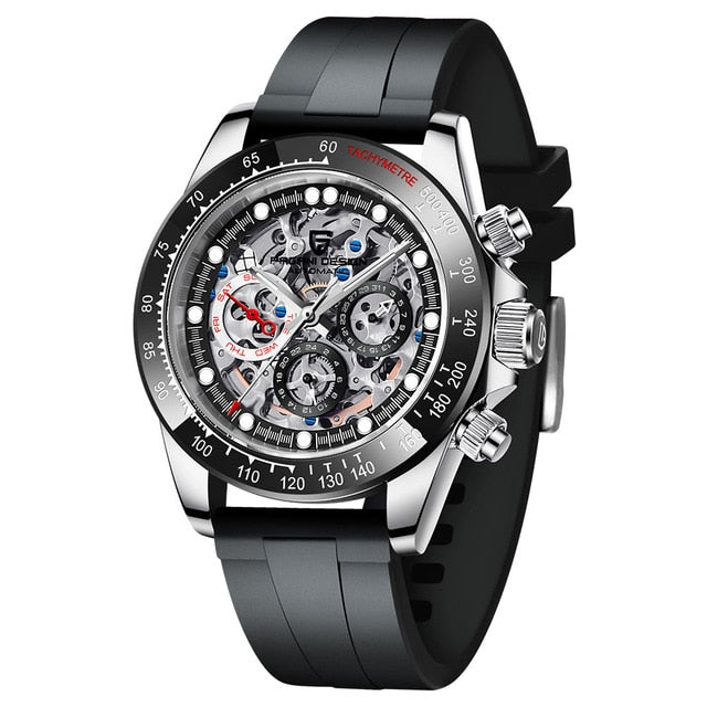 Men’s Automatic Mechanical Skeleton Stainless Steel Waterproof Watch