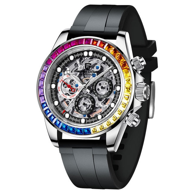 Men’s Automatic Mechanical Skeleton Stainless Steel Waterproof Watch