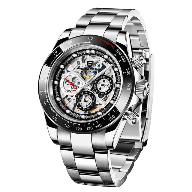 Men’s Automatic Mechanical Skeleton Stainless Steel Waterproof Watch