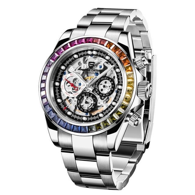 Men’s Automatic Mechanical Skeleton Stainless Steel Waterproof Watch