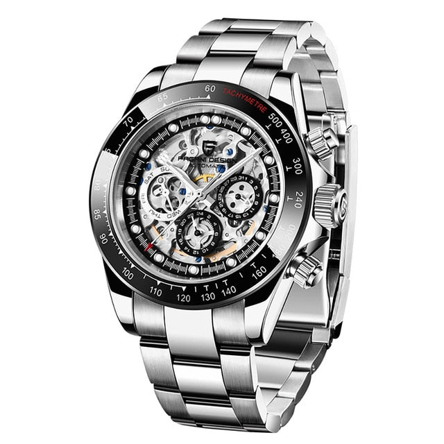 Men’s Automatic Mechanical Skeleton Stainless Steel Waterproof Watch