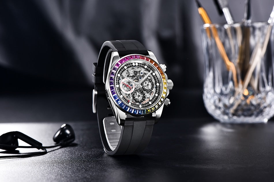 Men’s Automatic Mechanical Skeleton Stainless Steel Waterproof Watch