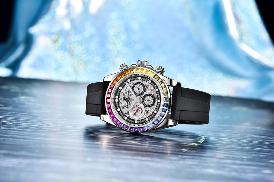 Men’s Automatic Mechanical Skeleton Stainless Steel Waterproof Watch