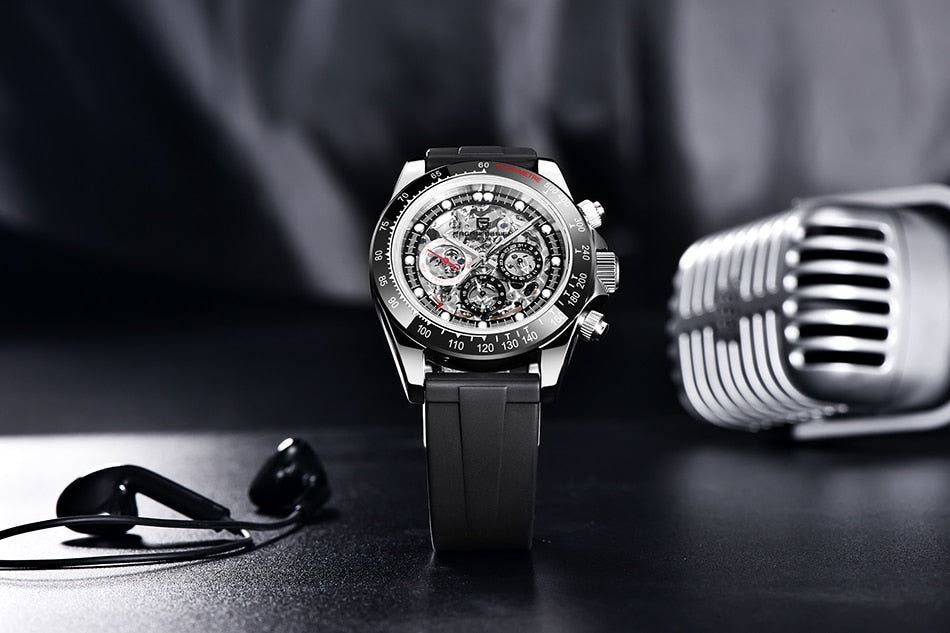 Men’s Automatic Mechanical Skeleton Stainless Steel Waterproof Watch