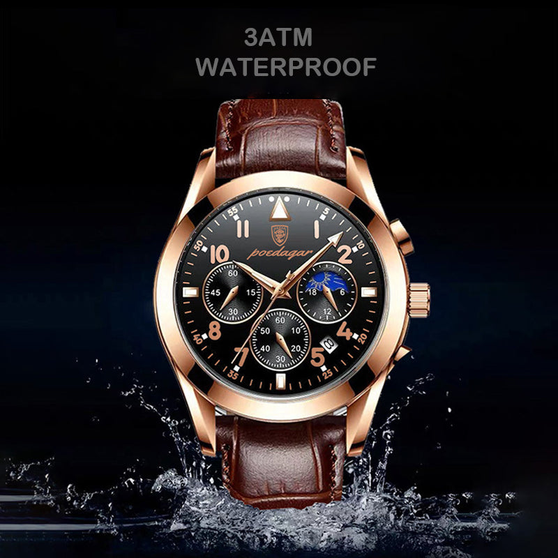 Waterproof Luminous Leather Quartz Wristwatch