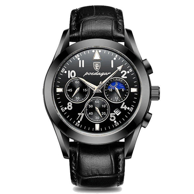 Waterproof Luminous Leather Quartz Wristwatch