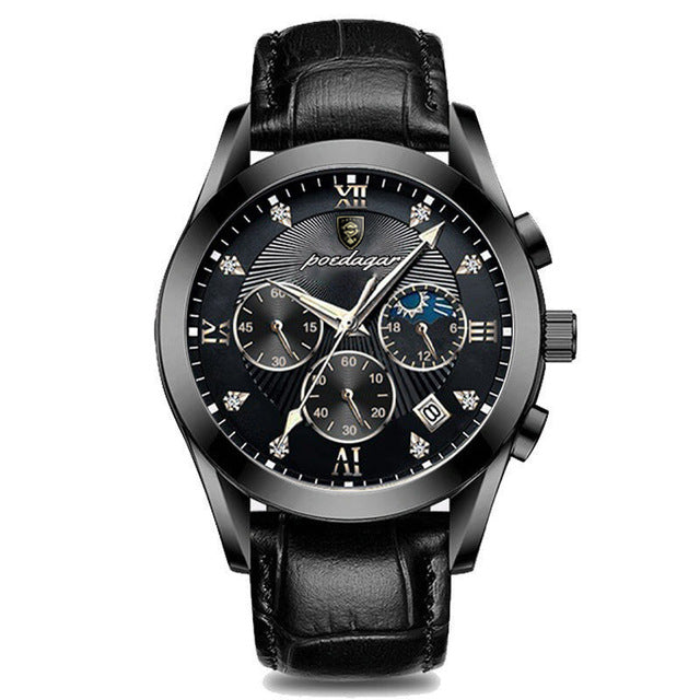 Waterproof Luminous Leather Quartz Wristwatch