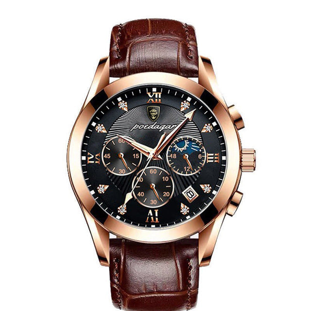Waterproof Luminous Leather Quartz Wristwatch