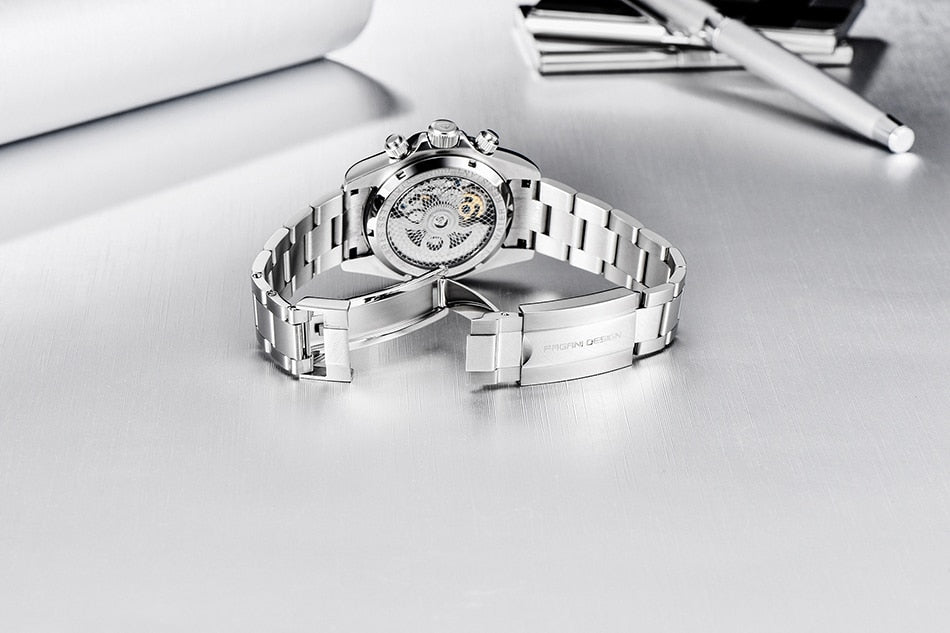 Men’s Automatic Mechanical Skeleton Stainless Steel Waterproof Watch
