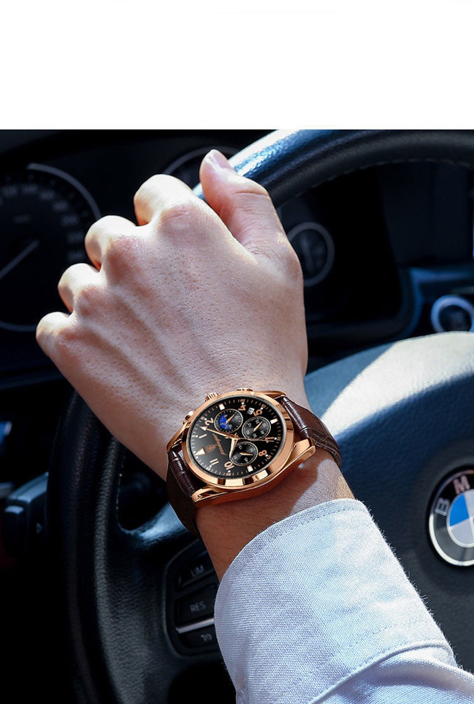 Waterproof Luminous Leather Quartz Wristwatch