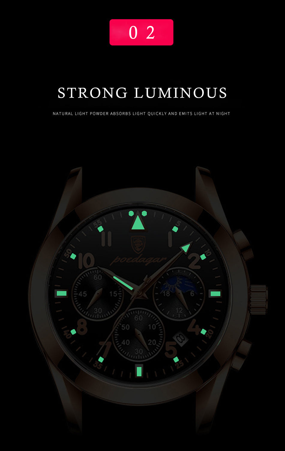 Waterproof Luminous Leather Quartz Wristwatch