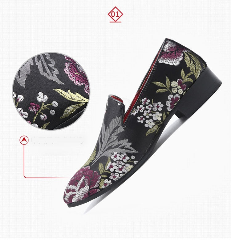 Embroidered Men Moccasins Dress Shoes