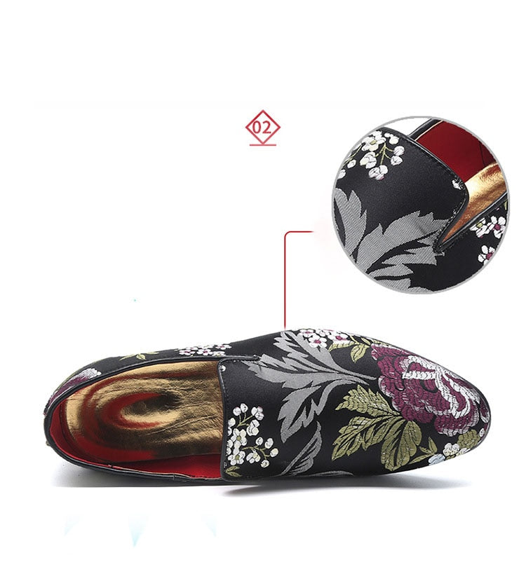 Embroidered Men Moccasins Dress Shoes
