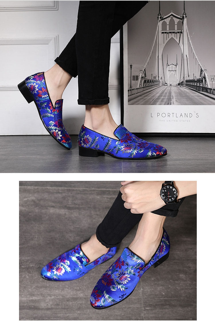 Embroidered Men Moccasins Dress Shoes