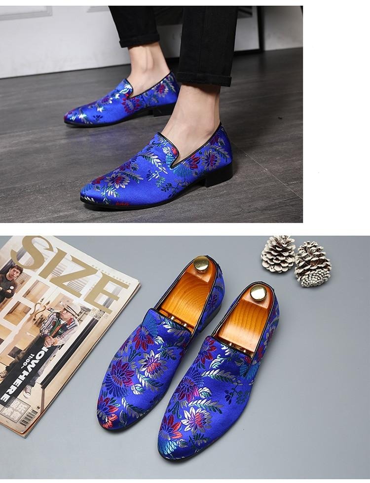 Embroidered Men Moccasins Dress Shoes
