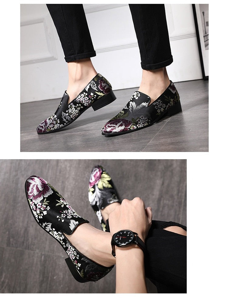 Embroidered Men Moccasins Dress Shoes