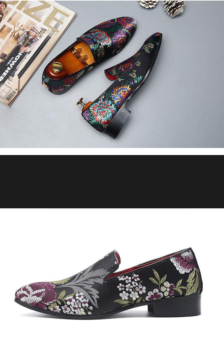 Embroidered Men Moccasins Dress Shoes
