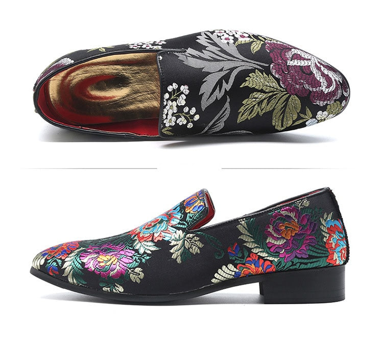 Embroidered Men Moccasins Dress Shoes