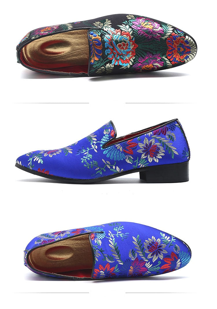 Embroidered Men Moccasins Dress Shoes