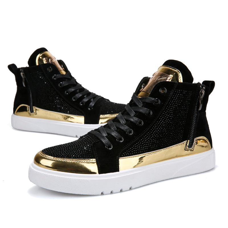 Men Stylish Glitter Lace Up Crystal Sneakers