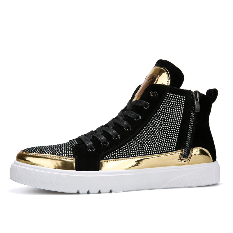 Men Stylish Glitter Lace Up Crystal Sneakers