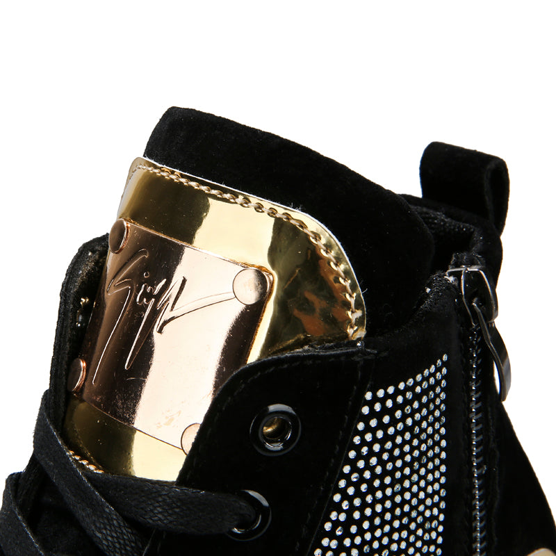 Men Stylish Glitter Lace Up Crystal Sneakers