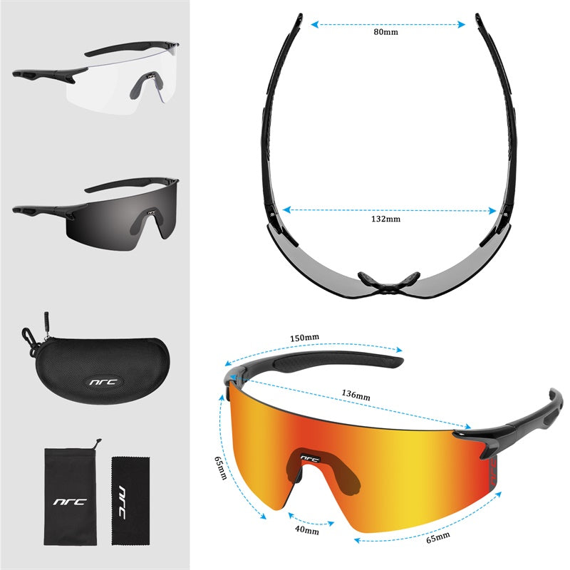 NRC 3 Lens UV400 Cycling Sunglasses TR90 Sports Bicycle Glasses MTB Mountain Bike Fishing Hiking Riding Eyewear for men women