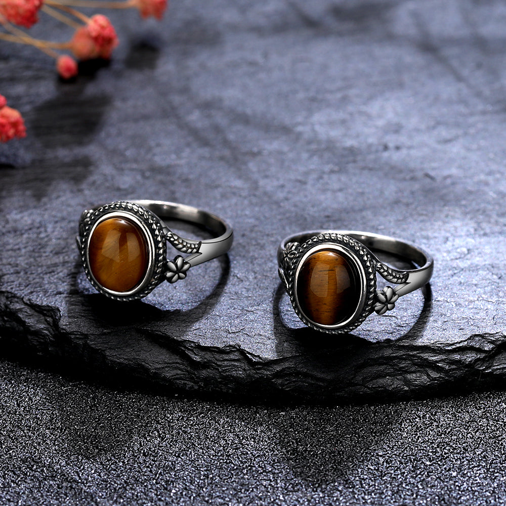Gentlemen Natural Tiger Eye Stone Finger Ring