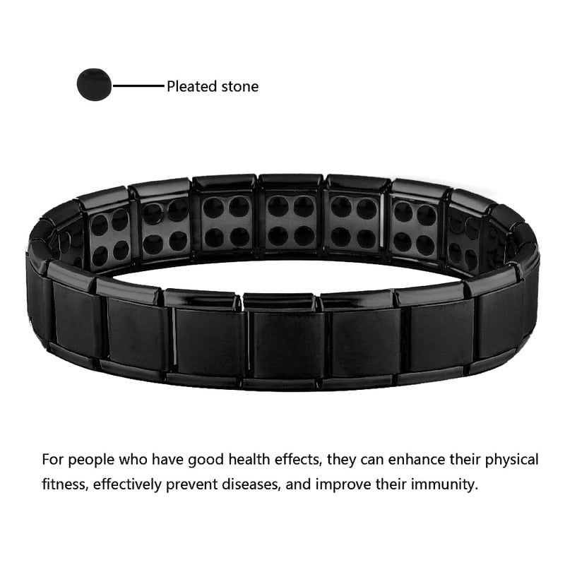 Unisex Stainless Steel Black Germanium Magnetic Bracelet Energy Jewelry