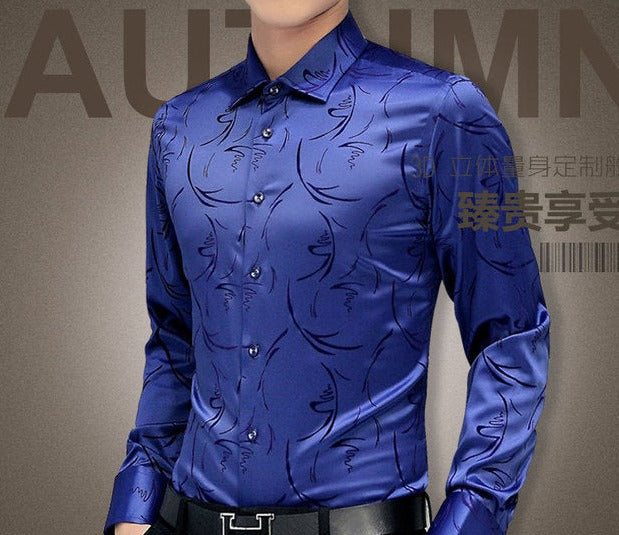 Plus Size 5XL Luxury Dress Long Sleeve Silk Cotton Shirt