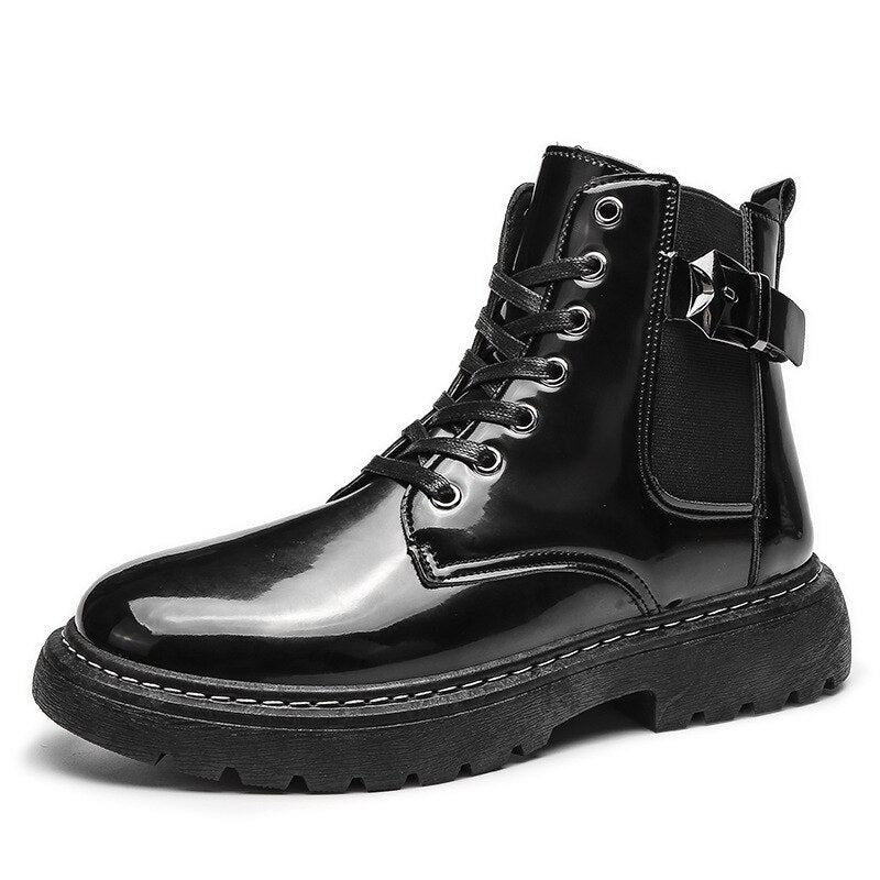 Waterproof Men Boots Leather Shoes British Fashion Canvas