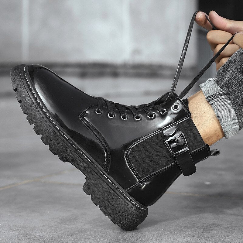 Waterproof Men Boots Leather Shoes British Fashion Canvas