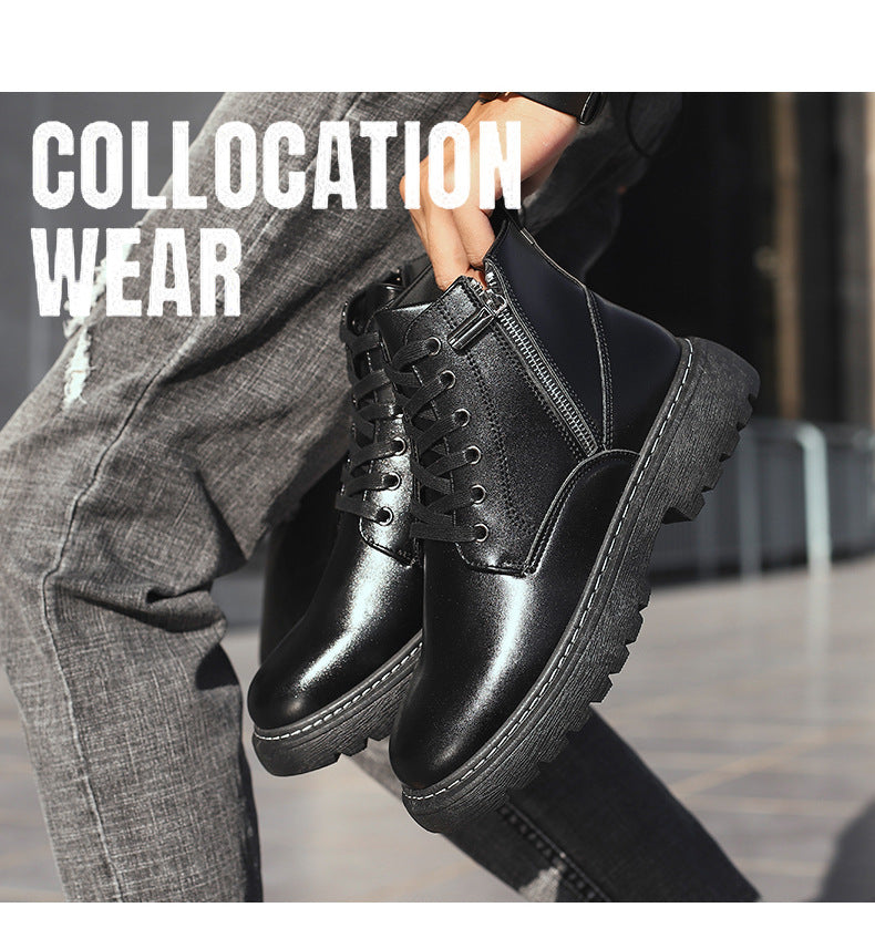 Waterproof Men Boots Leather Shoes British Fashion Canvas