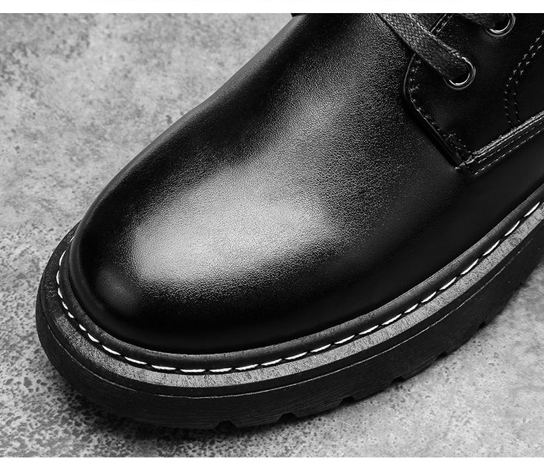 Waterproof Men Boots Leather Shoes British Fashion Canvas